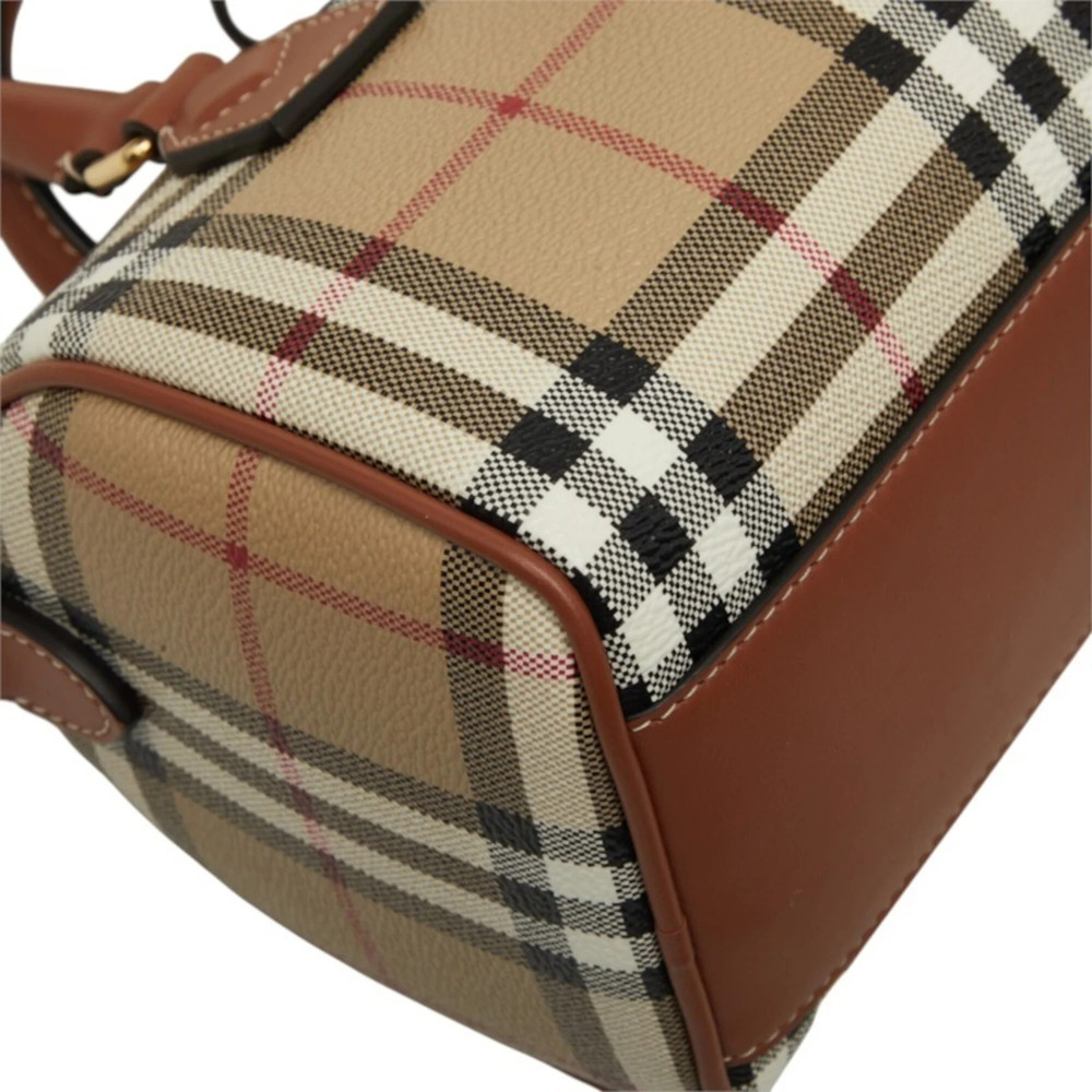 Burberry Nova Check Mini Bowling Bag Handbag Shoulder 2WAY Beige Brown Leathe... - Picture 7 of 10